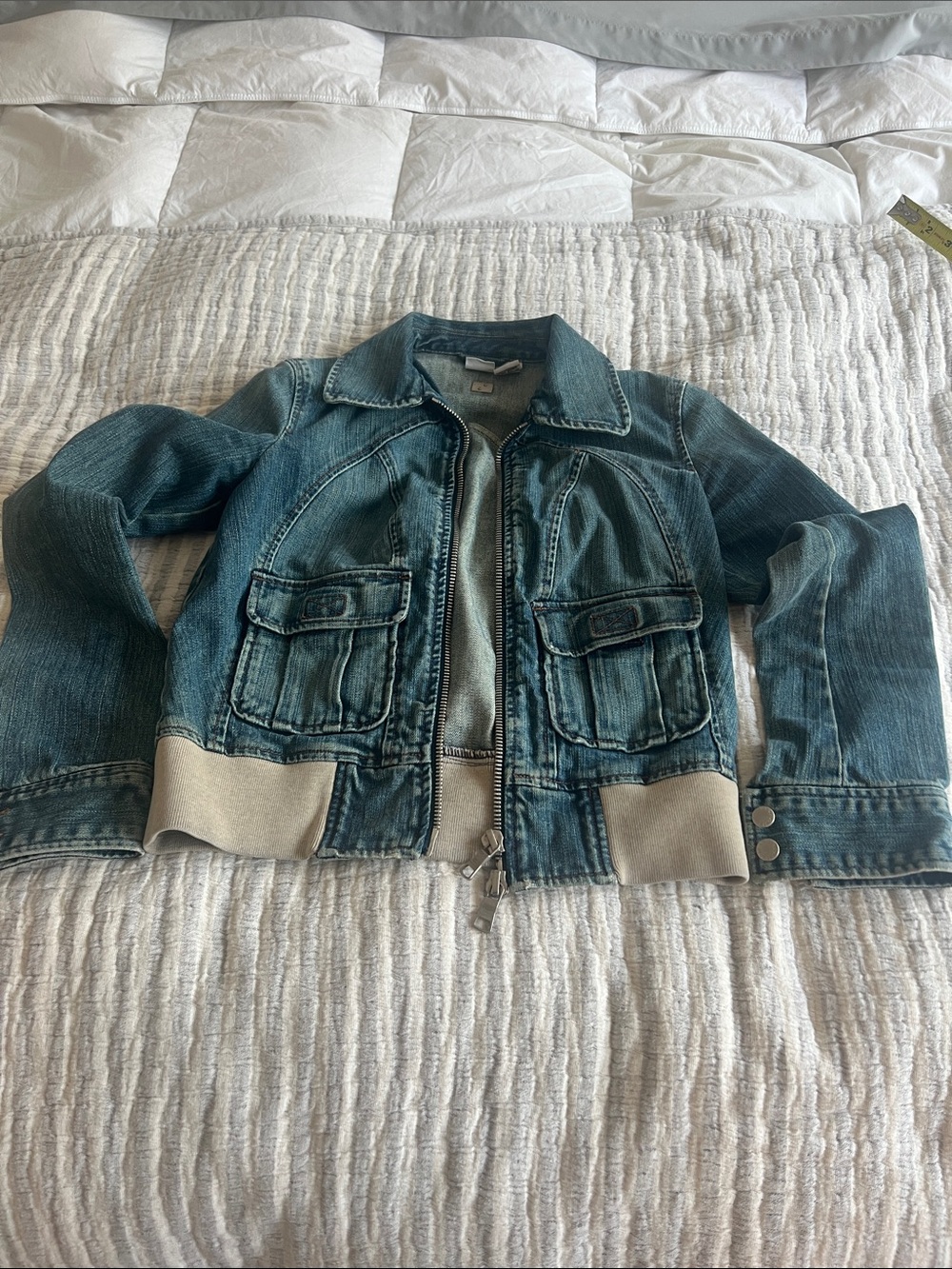 Vintage Armani exchange jacket denim w/fabric structured bottom size M